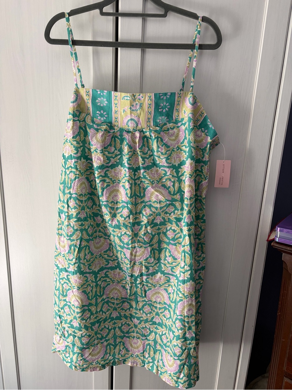Gilligan & O'Malley Teal Floral Nightgown with lavender/pink, green & white XL